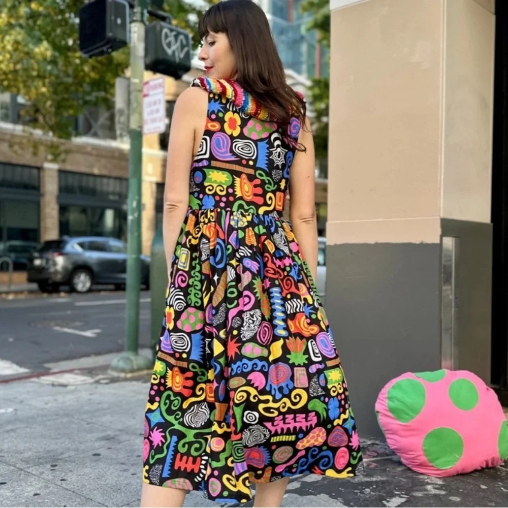 Nooworks Party Mix Midi Dress- Linen - Picture 2 of 7